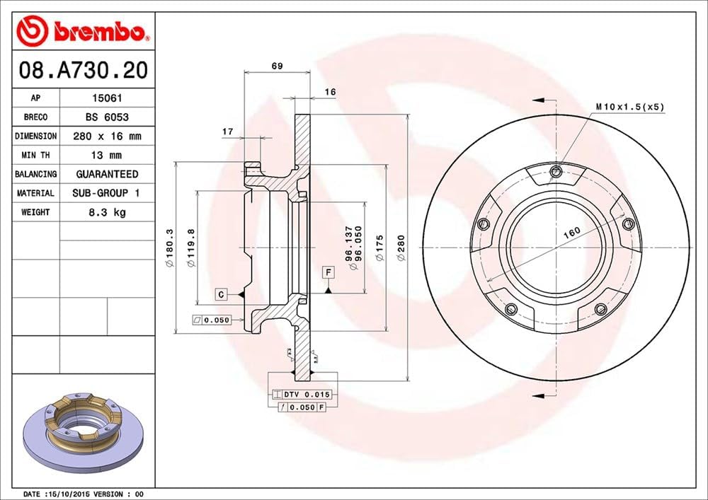 Brembo 08.A730.20 - Hintere Bremsscheibe