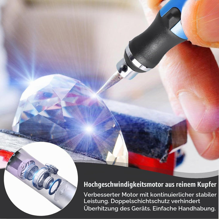 Mini Handbohrer Elektrisch, 3-Gang Mini-Bohrstift mit 10 kleine Bohrer, Wiederaufladbare Bohrmaschin