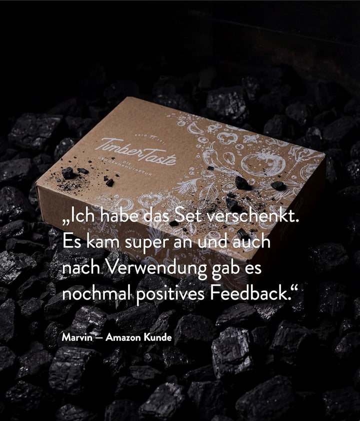 TIMBER TASTE® Grill Gewürze Geschenkset Frauen & Männer | 5 erlesene BBQ Grillgewürze inkl. Rezepte