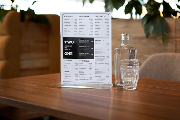 Europel Luxe Tischaufsteller DIN A5, T-Aufsteller, mit Magnete, Hochformat, Acryl, Speisekarten & Pr