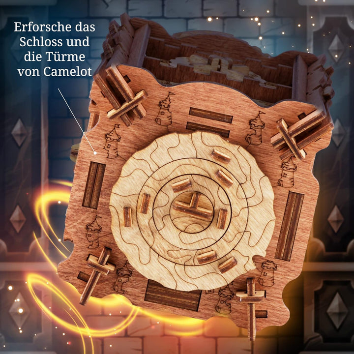 iDventure Cluebox - Das Geheimnis von Camelot - Escape Room Spiel - 3D Holzpuzzle - Sequenzielle Gel