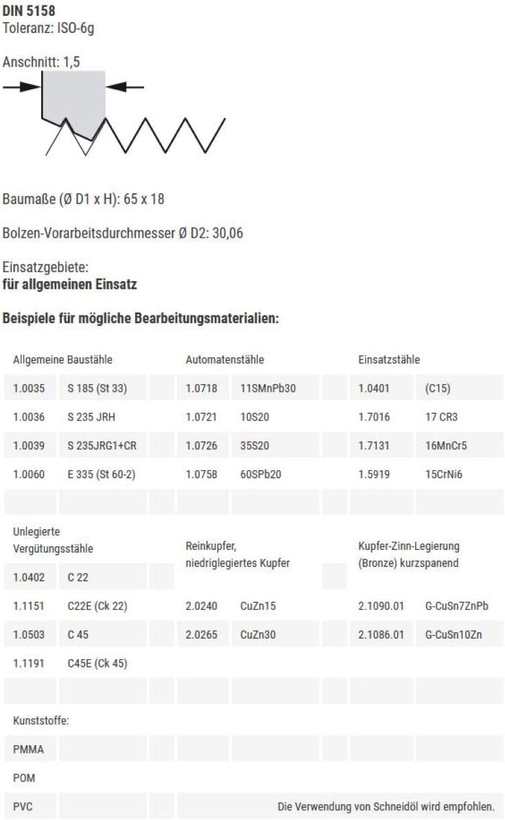 BAER Schneideisen G 7/8 x 14 - HSS Gewindeschneider | Rohrgewinde | Aussengewindeschneider | G-Rohr