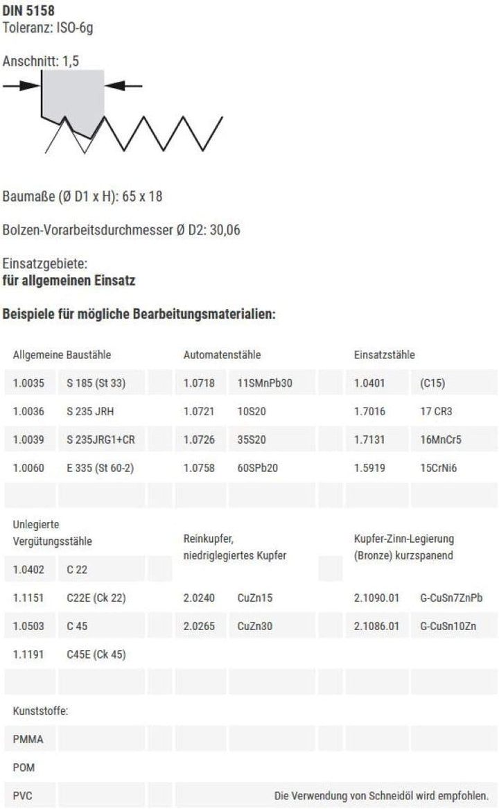 BAER Schneideisen G 7/8 x 14 - HSS Gewindeschneider | Rohrgewinde | Aussengewindeschneider | G-Rohr