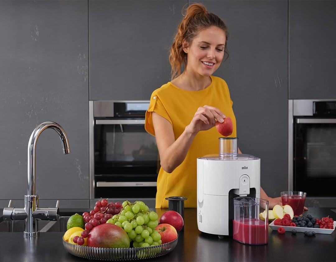 Braun Household PurEase Entsafter SJ 3100 WH – Juicer für selbstgemachte Säfte, Grosser Einfüllschac