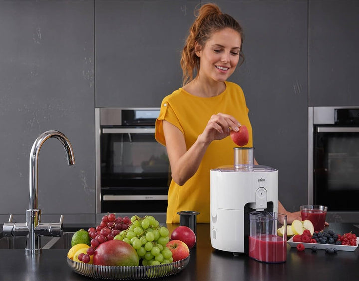 Braun Household PurEase Entsafter SJ 3100 WH – Juicer für selbstgemachte Säfte, Grosser Einfüllschac