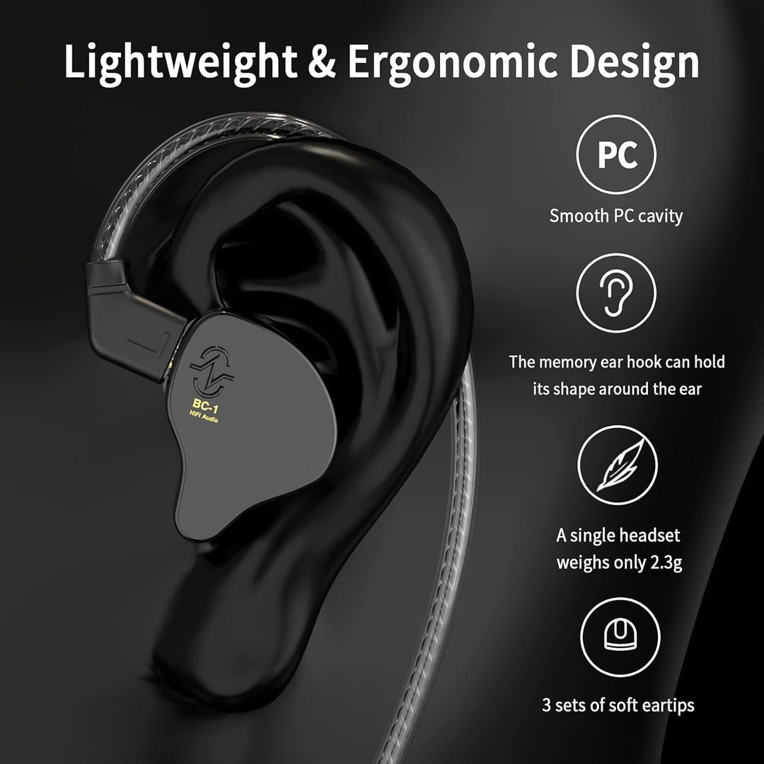 CCZ Melody In Ear Hifi-Kopfhörer 1DD 1BA Hybrid Noise Isolating In Ear Kabelgebundene Ohrhörer,Leich