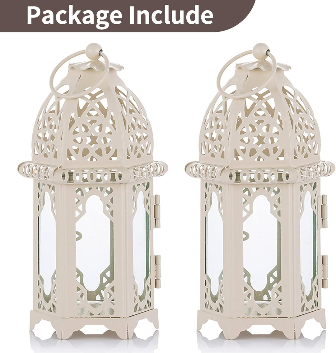 Nuptio Ramadan Laterne Deko Marokkanischen - Metall Glas Kleine Teelichthalter Kerze Laterne 2 Stück