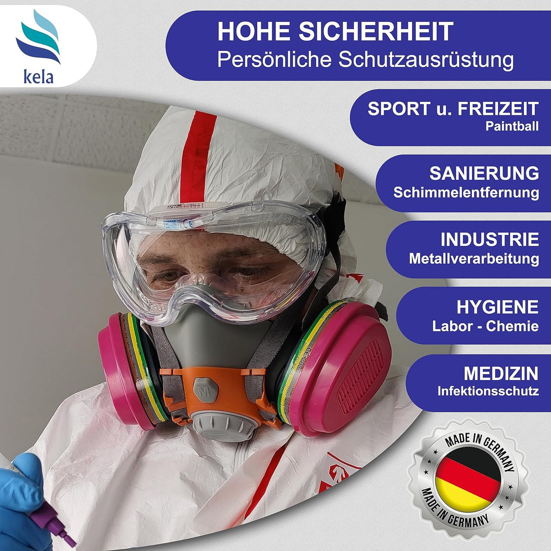kela 4er Pack Vollsichtschutzbrillen ACE I 100% Made in Germany | Ventilation Anti Fog Beschichtung