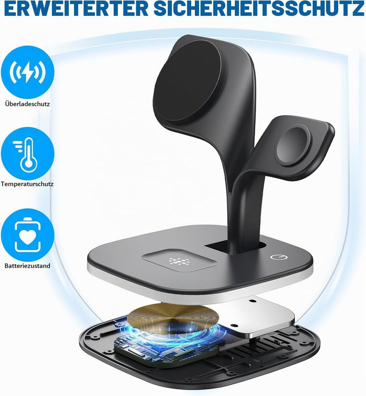 3 in 1 Ladestation Apple Watch und iPhone, Magnetischer Wireless Charger Induktive Ladestation iPhon