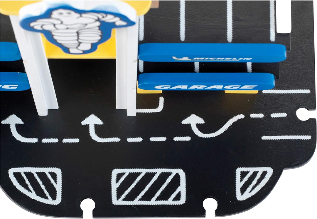 Klein Theo 3404 Michelin Parkhaus mit 3 Ebenen, Holz | Parkgarage inkl. 2 Autos u.v.m. | Kompatibel