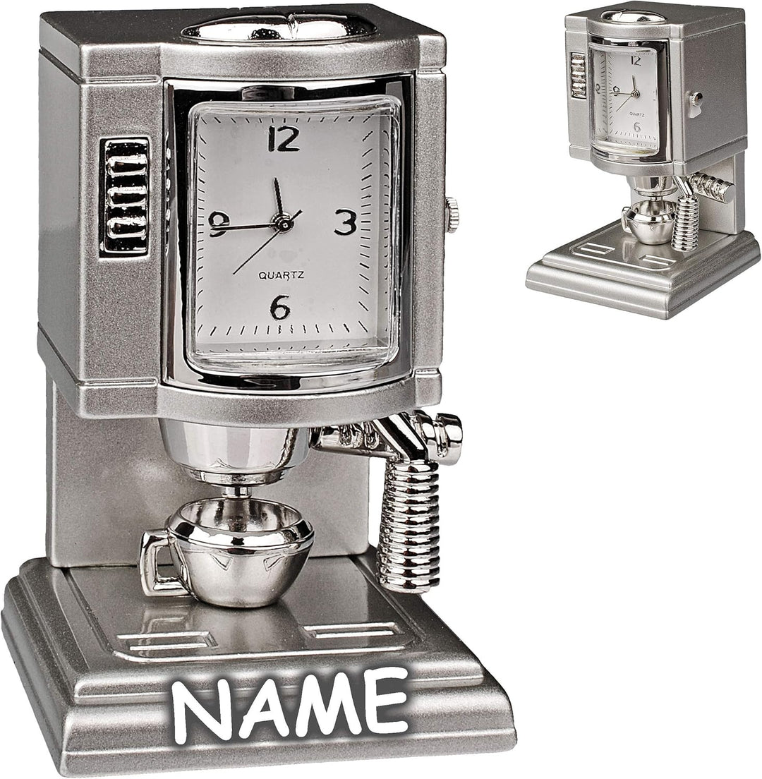 kleine - Tischuhr/Miniatur - Uhr - Kaffemaschine - Kaffeeautomat/Küchenmaschine - aus Metall - 6,9 c