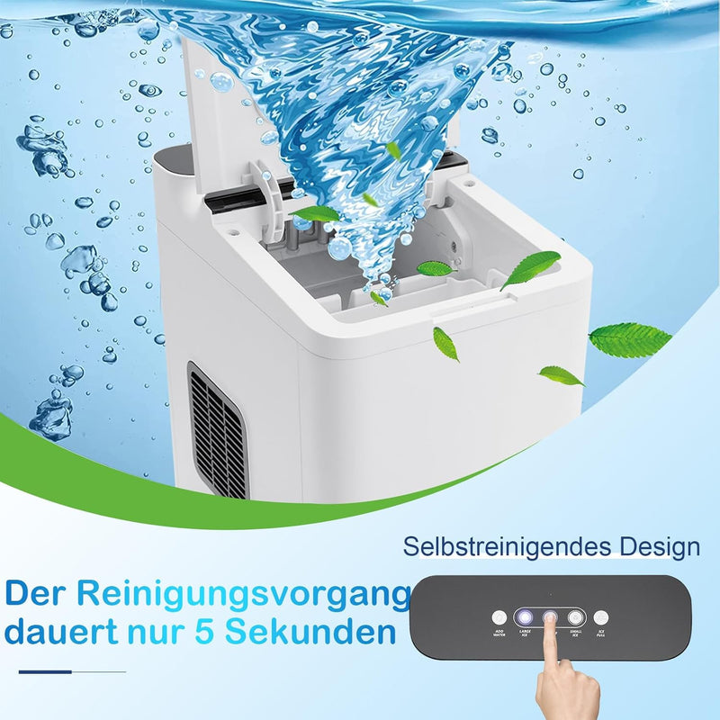 GOPLUS Elektrischer Eiswürfelzubereiter, Ice Maker 12-15kg/24H, Tragbare Eismaschine mit Selbstreini