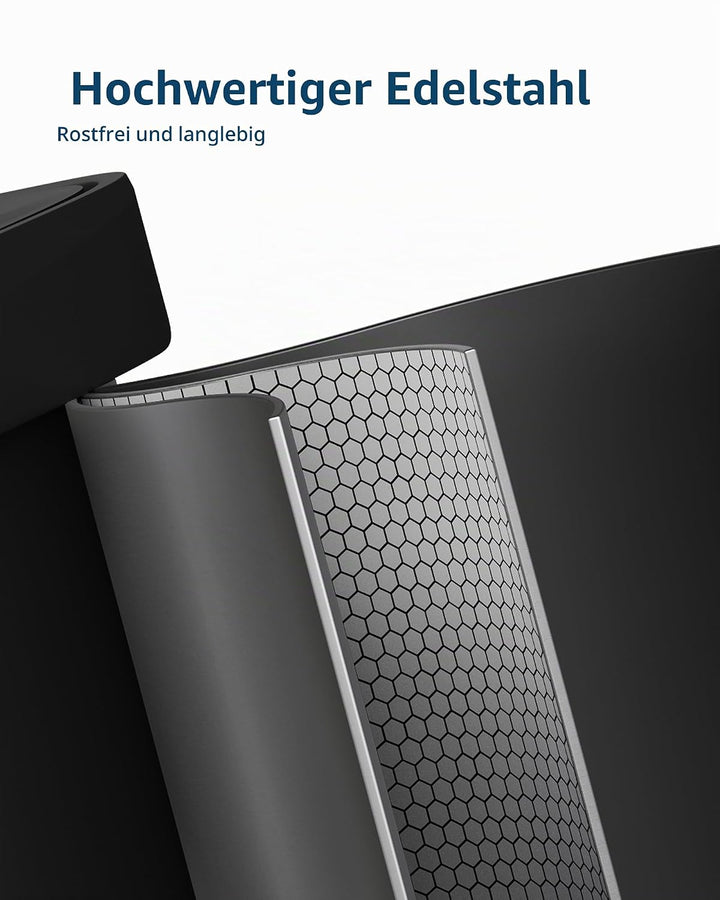 GarveeHome 50L Metall Mülleimer mit Deckel, grosser Tretmülleimer, Mülleimer Küche, rostfrei, mit Be