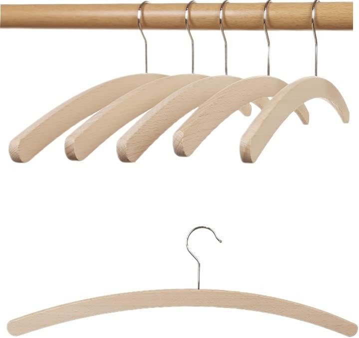 "Hagspiel" Kleiderbügel aus Buchenholz, Einfachbügel roh, 42 cm lang, sehr platzsparend, Umweltfreun