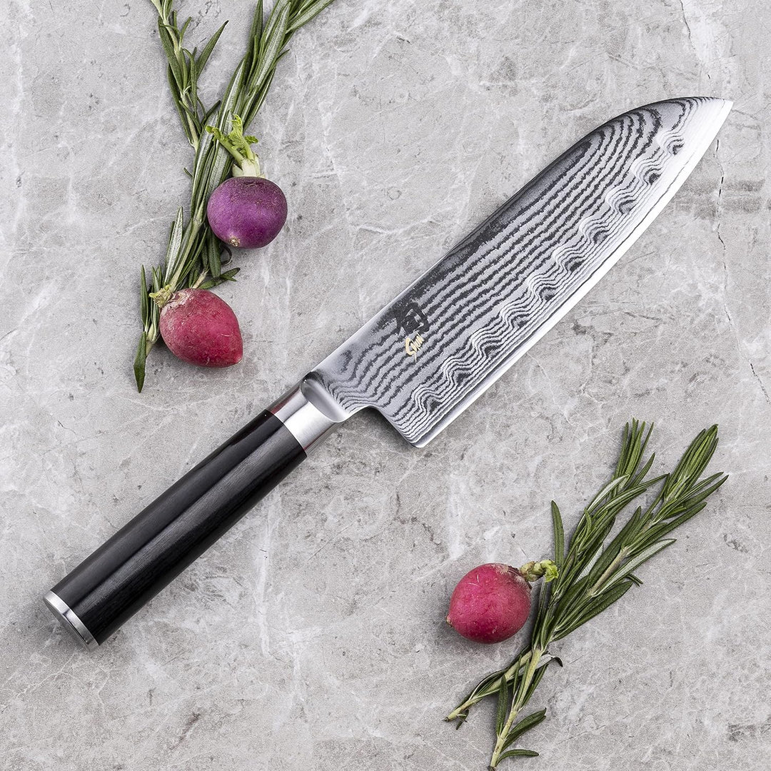 KAI DM0718 Shun Classic Santoku mit Kullenschliff Klinge 18,0 cm, DM-0718 Messer, Mehrfarbig, One si