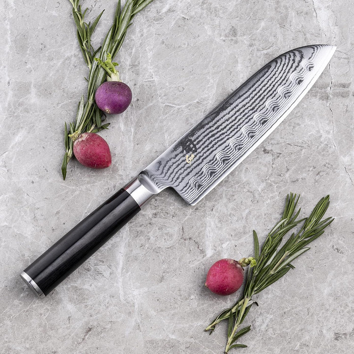 KAI DM0718 Shun Classic Santoku mit Kullenschliff Klinge 18,0 cm, DM-0718 Messer, Mehrfarbig, One si