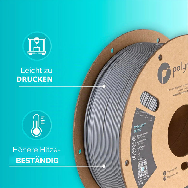 Polymaker PolyLite PETG Grau - 1,75mm - 1kg