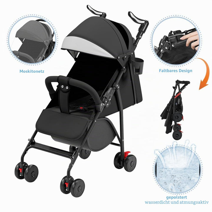 OHMG Kinderbuggy mit Liegefunktion ab Geburt bis 22 kg,Kinderwagen,Buggy für Kinder,mit Liegefunktio