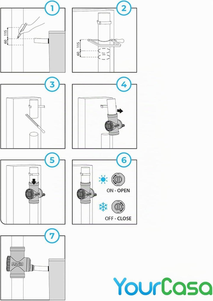 YourCasa Regensammler [Downpipe] mit Verbindungsschlauch 30cm &amp; Regentonnendurchführung - Überlaufst