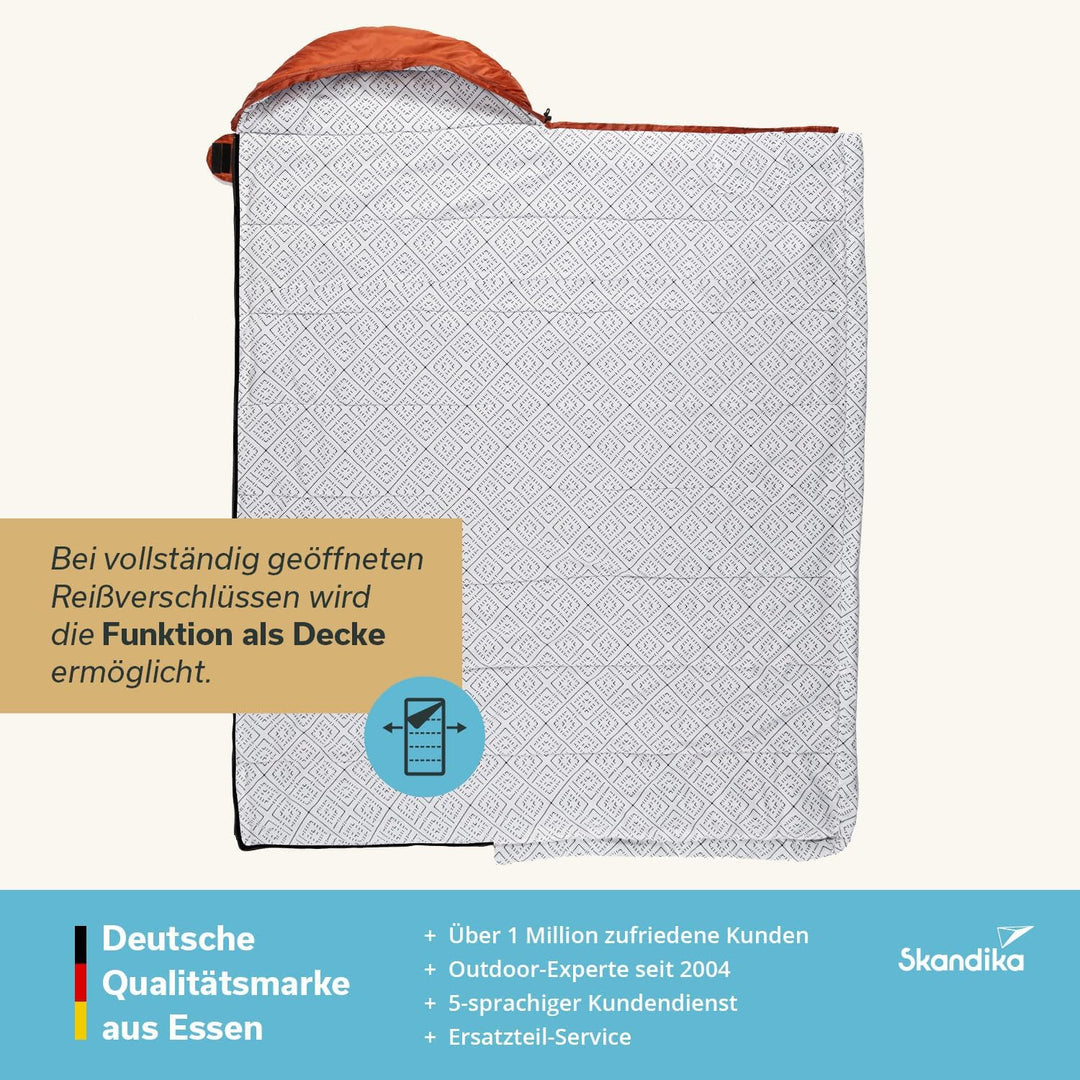 Skandika Deckenschlafsack Iceland Single | Schlafsack Outdoor für Erwachsene, 3 Jahreszeiten mit Bau