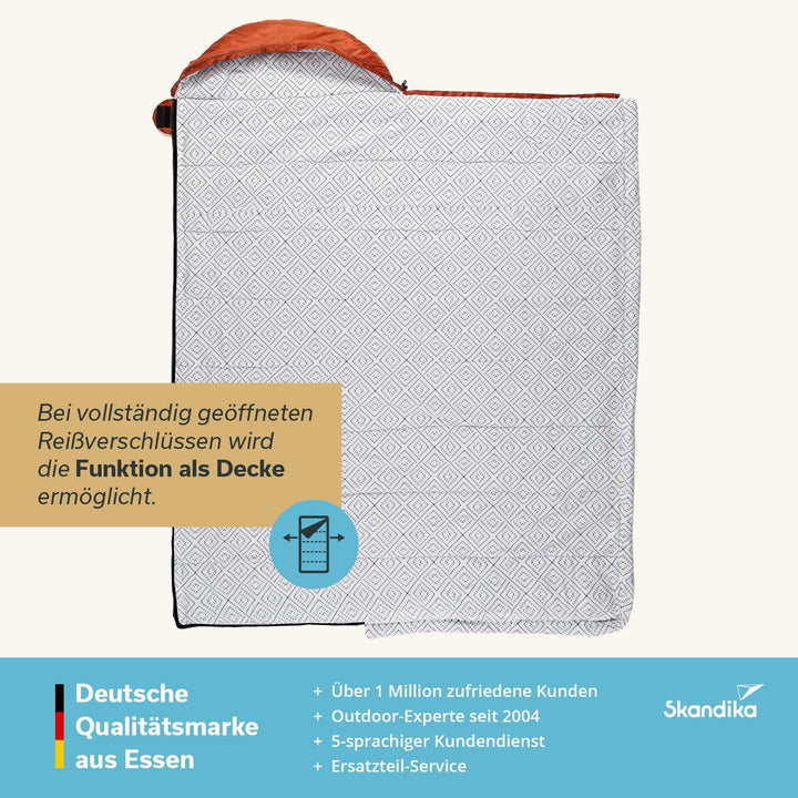 Skandika Deckenschlafsack Iceland Single | Schlafsack Outdoor für Erwachsene, 3 Jahreszeiten mit Bau