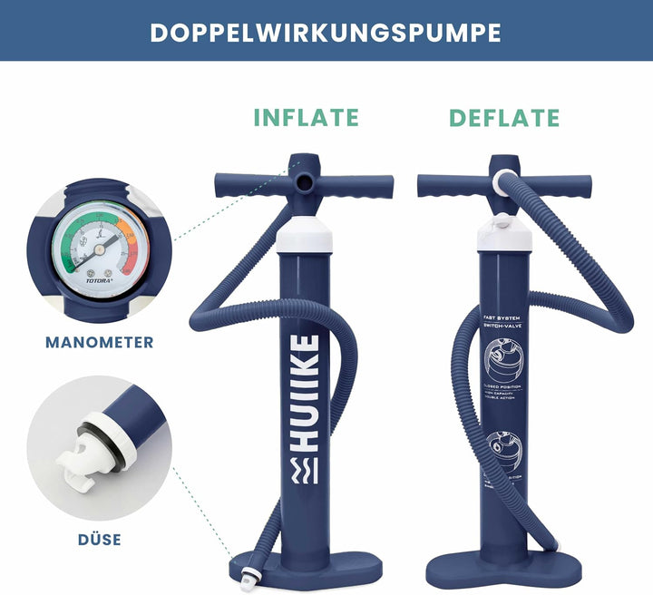 Sup Pumpe Doppelhub - HUIIKE | Pumpe Stand Up Paddle 15 PSI, Luftpumpe Sup Handpumpe Stabil | Handpu