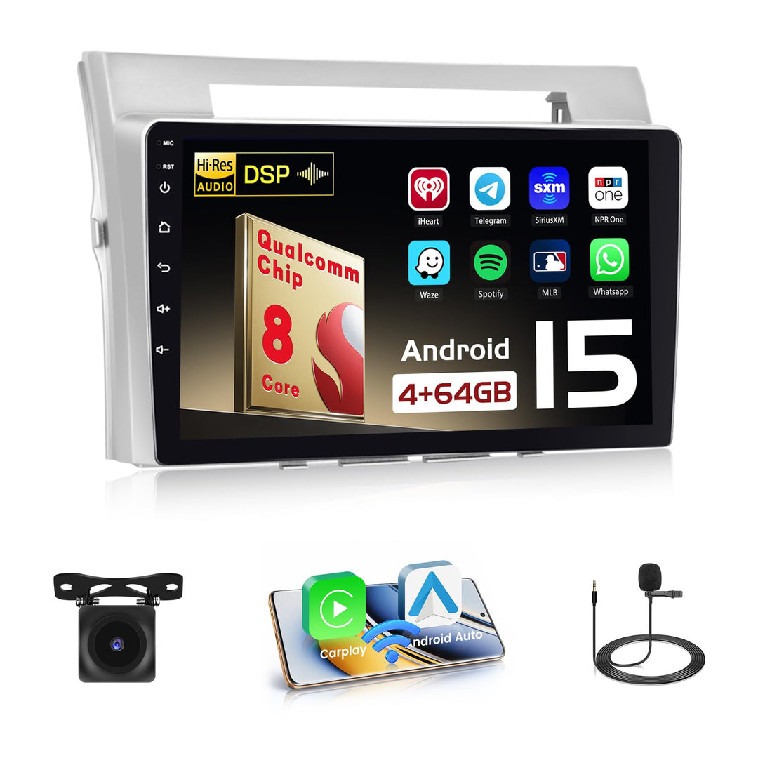 Hikity Qualcomm Snapdragon 8 Core 4+64G Android 15 Autoradio für Toyota Corolla Verso AR10 2004-2009