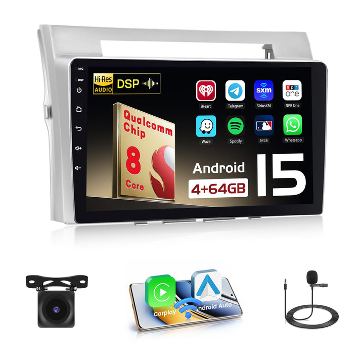 Hikity Qualcomm Snapdragon 8 Core 4+64G Android 15 Autoradio für Toyota Corolla Verso AR10 2004-2009