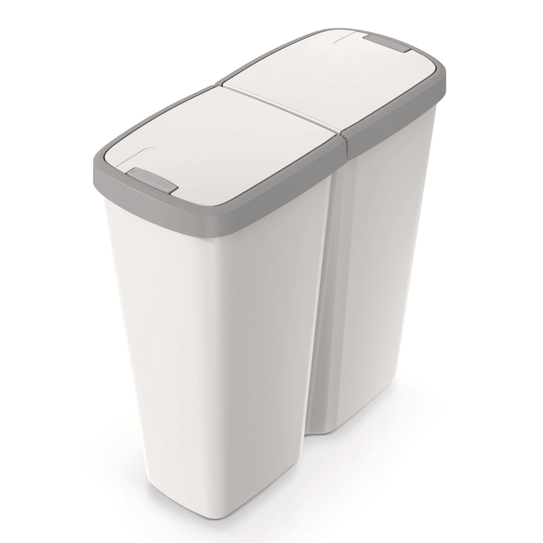 HRB DUO Bin Mülleimer 2 Fächer, idealer Mülleimer Küche mit 2x 25L Mülleimer Trennsystem praktischer