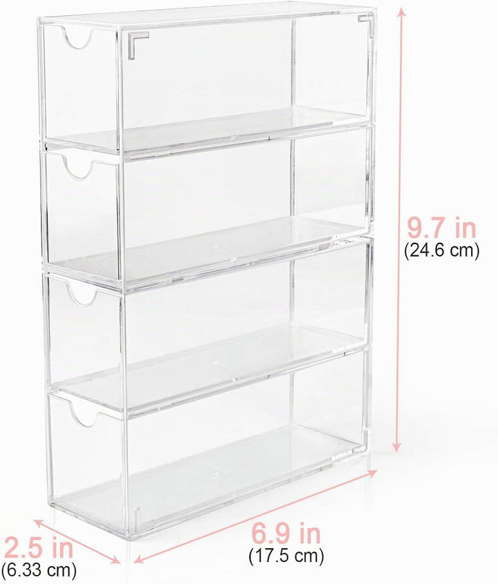 Vowcarol Washi-Tape-Organizer - Transparent Kunststoff - 4 Schubladen - 17,78 x 5,72 x 22,86 cm - Fü