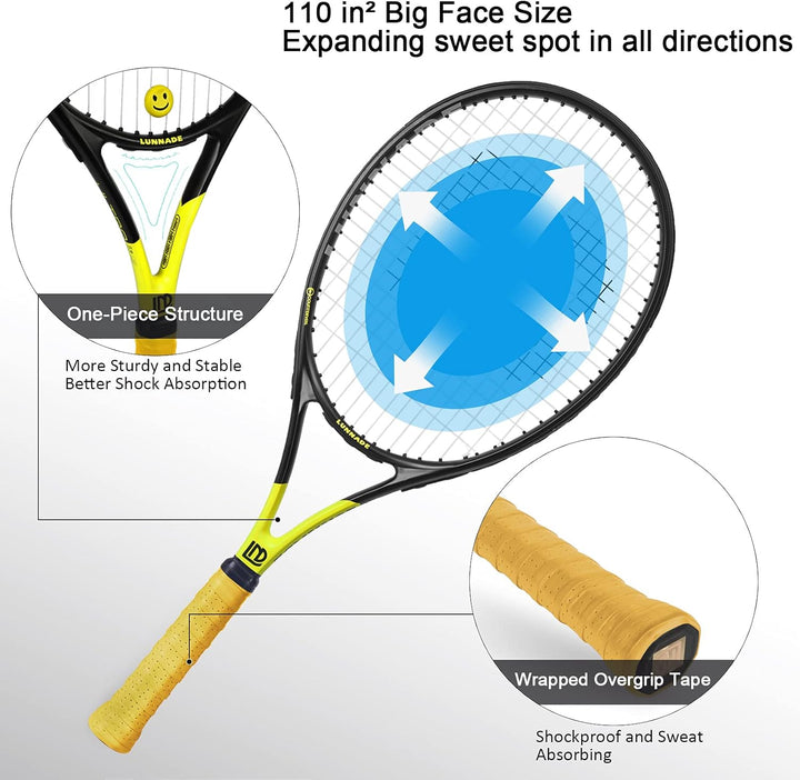LUNNADE Tennisschläger für Erwachsene, 27 Zoll Leicht Tennisschläger mit Hülle, Geeignet für Damen H
