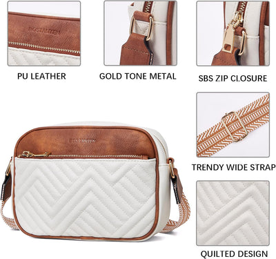 BOSTANTEN Damen Handy Umhängetasche, Crossbody Bag mit verstellbarem Breiter Gurt, PU Leder Gesteppt