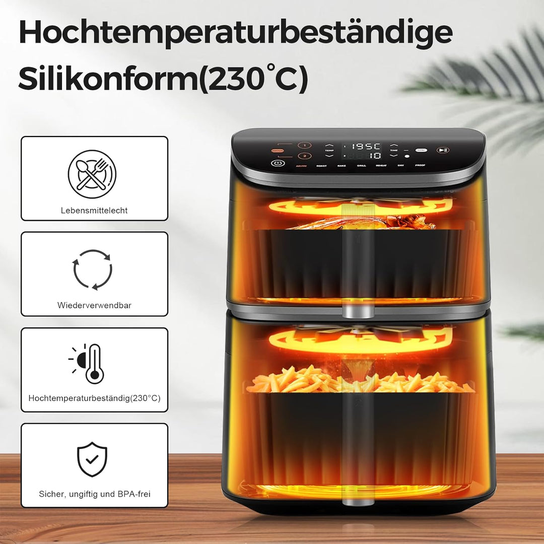Heissluftfritteuse Silikonform Zubehör für COSORI Turbo Tower Pro, Airfryer Silikonform für COSORI T