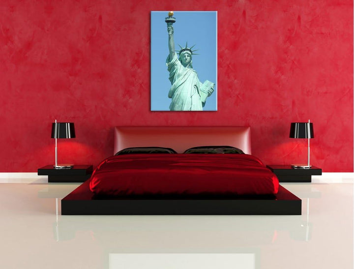Pixxprint Freiheitsstatue Leinwand, XXL riesige Bilder fertig gerahmt mit Keilrahmen, Kunstdruck auf