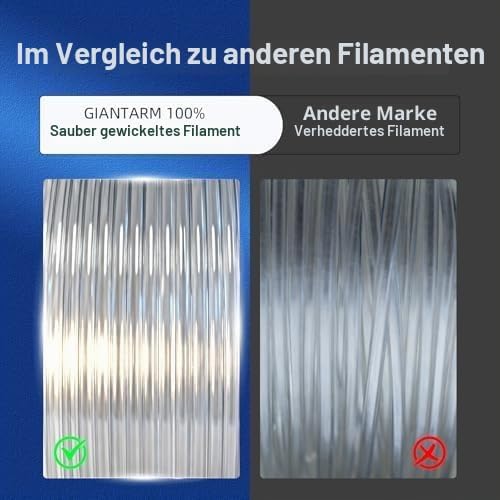 PLA Filament 1.75mm, GIANTARM 3D Drucker Filament PLA Schwarz 1kg Spool A-schwarz, A-schwarz