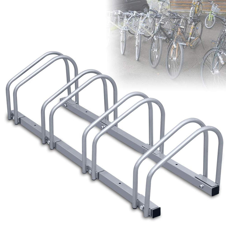 Fahrradständer für 4 Fahrräder Fahrradaufhängung mit Reifenbreiten bis 55 mm Mehrfachständer Silber
