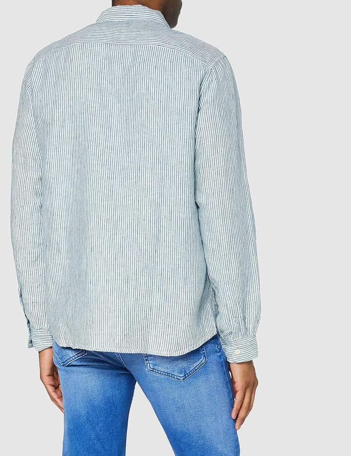 Kings of Indigo Herren Enda Pocket Freizeithemd, S Blau (Fine Stripe Blue 8104)