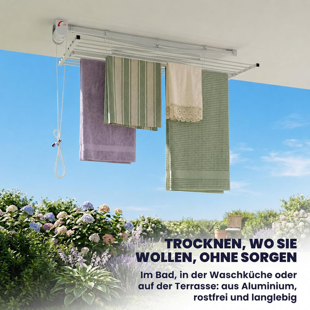 Foxydry Mini Deckenständer, vertikaler Wäscheständer, zusammenklappbar in Aluminium und Stahl 128x54