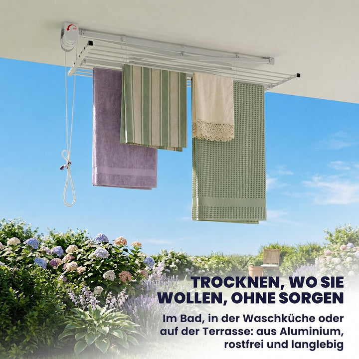 Foxydry Mini Deckenständer, vertikaler Wäscheständer, zusammenklappbar in Aluminium und Stahl 128x54