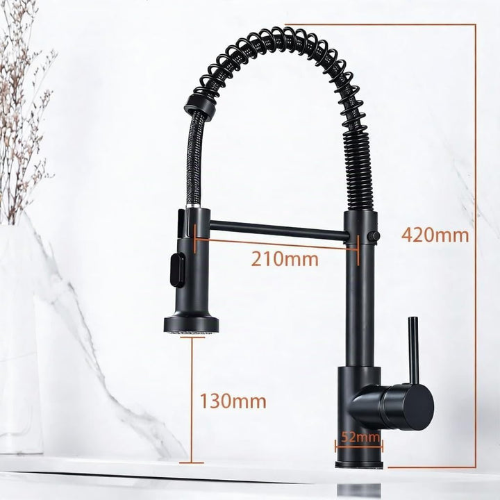 Cobbe Wasserhahn Küche, Spring Küchenarmatur mit Pull Down Sprüher Brause, 2 Sprühfunktionen, 360° D