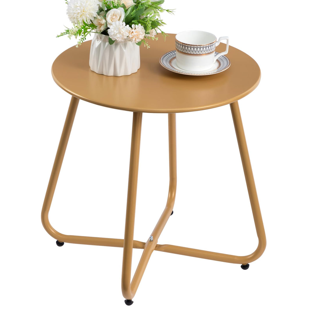 HollyHOME Beistelltisch Outdoor Balkontisch, Runder Gartentisch Kleiner Beistelltisch Kaffeetische N