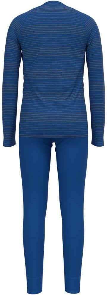 Odlo Unisex Kinder Active Warm Eco Baselayer-Set 152 Nautical Blue - Odlo Steel Grey Melange, 152 Na