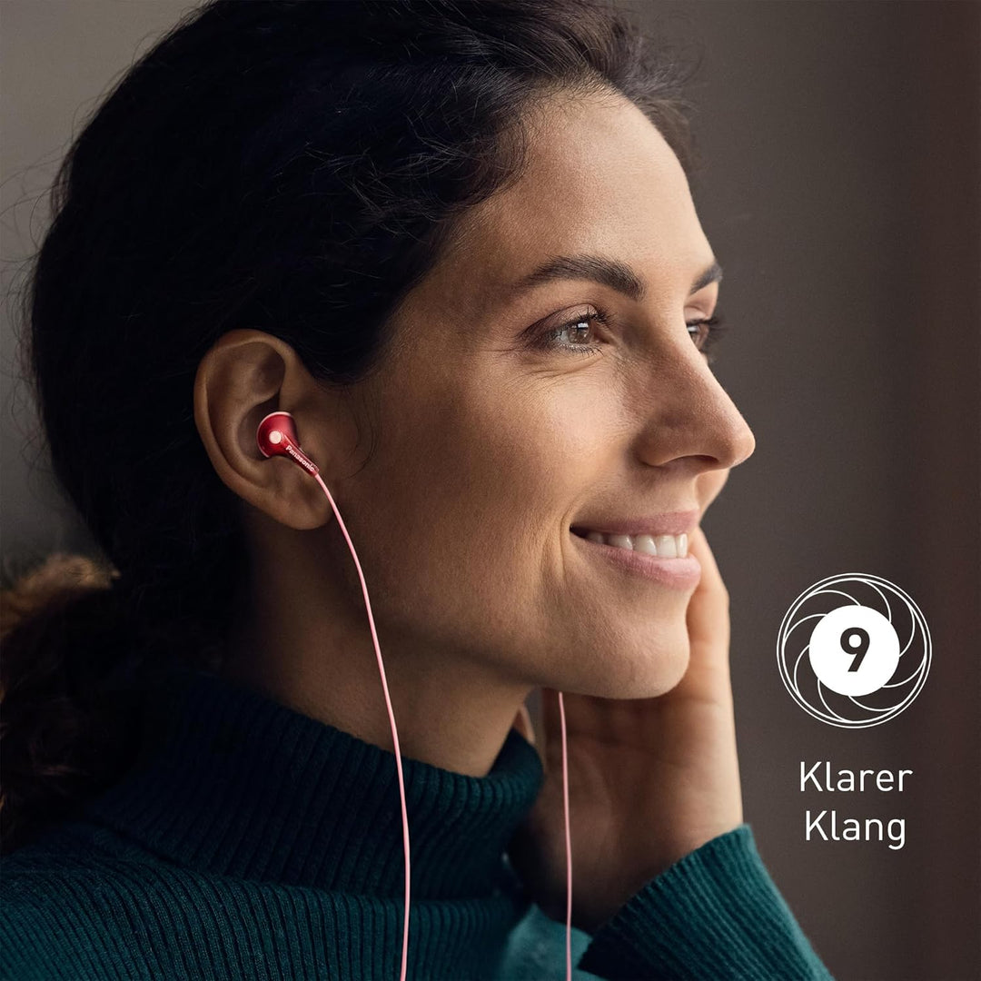 Panasonic RP-HJE125-P In-Ohr-Kopfhörer - Drei Paar Pass-Stücke, 10-24.000 Hz, 1,1 m Kabel, rosa, Ros