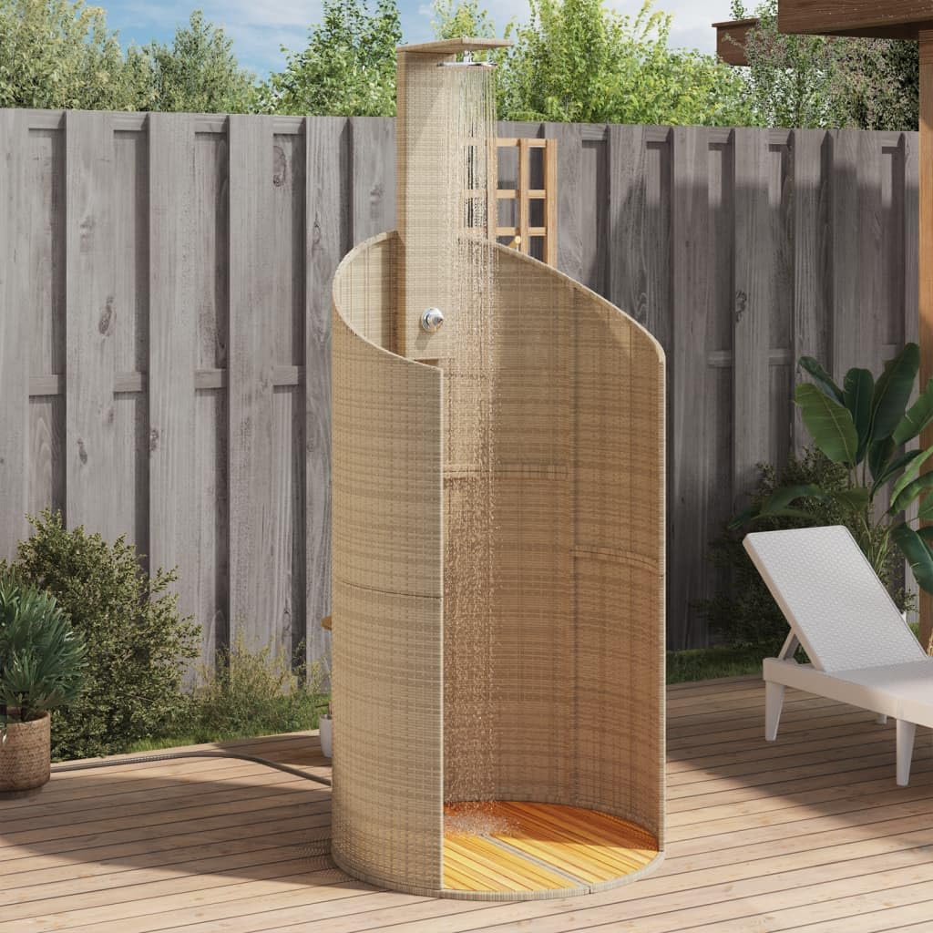vidaXL Gartendusche, Outdoor Dusche mit Lattenboden Stahlrahmen, Terrassendusche für Pool Schwimmbad