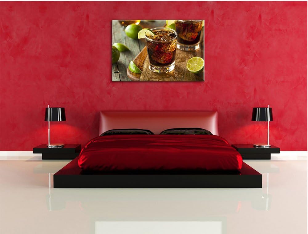 Erfrischender Cuba Libre, Format: 120x80 auf Leinwand, XXL riesige Bilder fertig gerahmt mit Keilrah