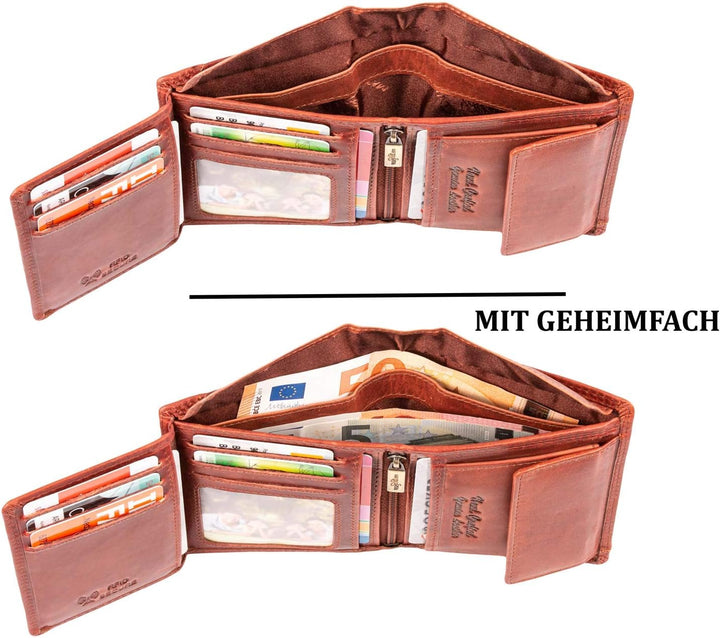 MATADOR Leder Geldbörse Herren mit Geheimfach & Viele Fächer – Geldbeutel Herren Leder RFID Schutz |