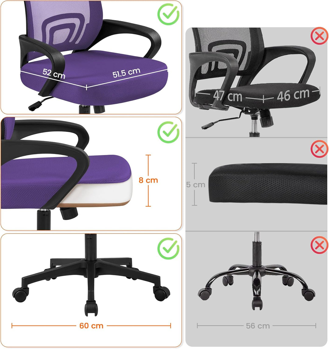 Yaheetech Bürostuhl, Ergonomischer Schreibtischstuhl mit Netzbespannung und Armlehnen, Drehstuhl aus