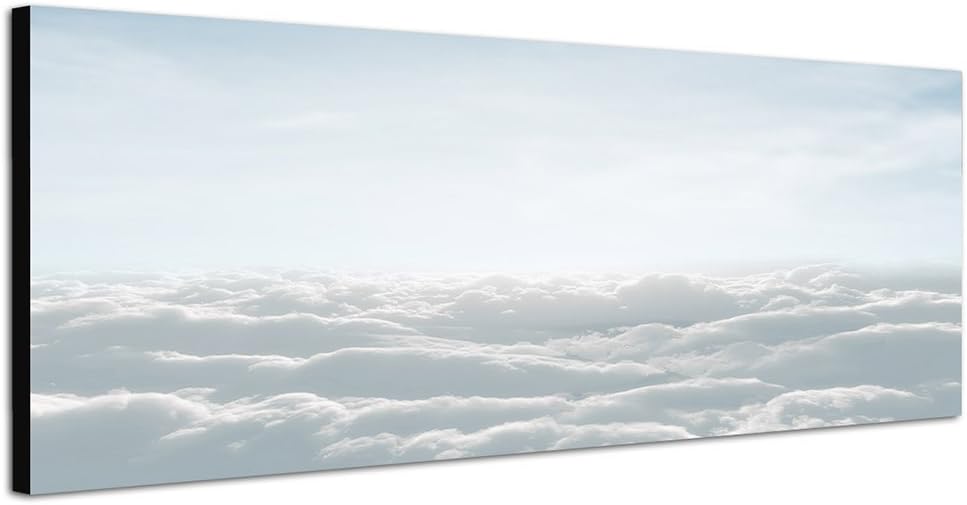 Paul Sinus Art Panoramabild auf Leinwand und Keilrahmen 120x40cm Himmel Wolken Dunst