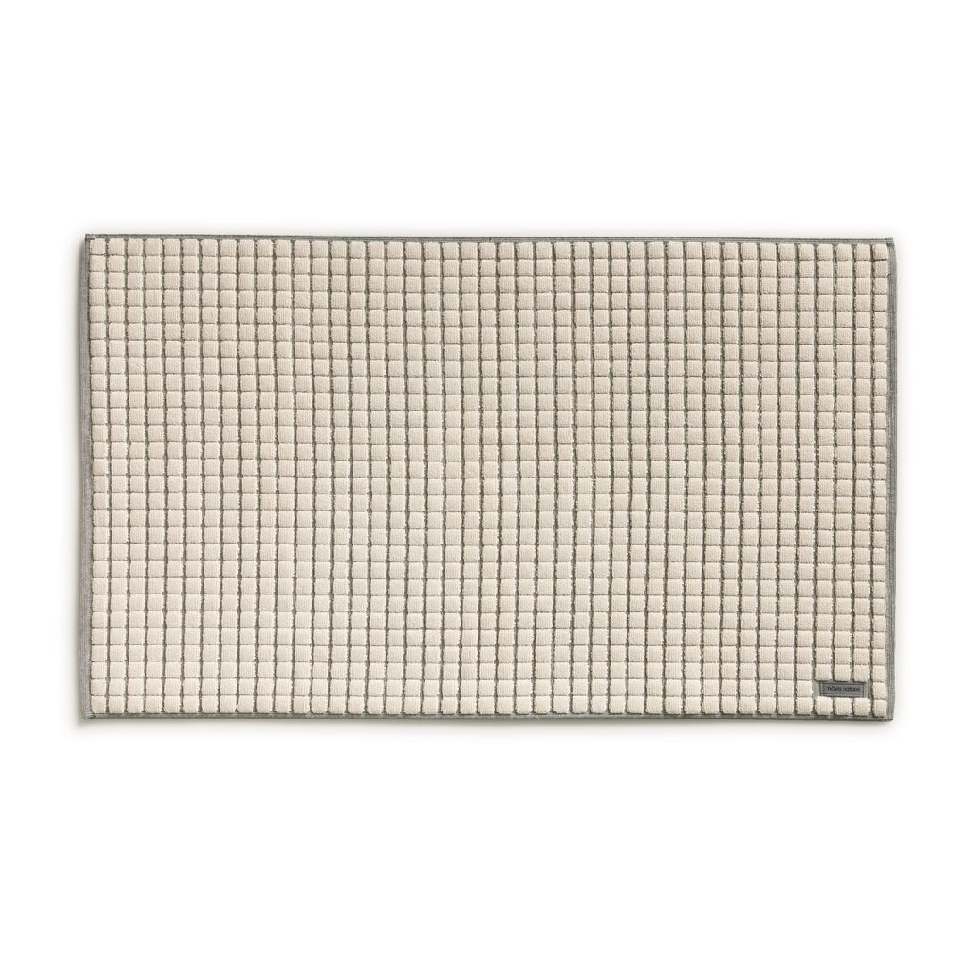möve Eden Badteppich mit Kästchenstruktur 60 x 100 cm aus 100 % Baumwolle, nature / black Single, Si