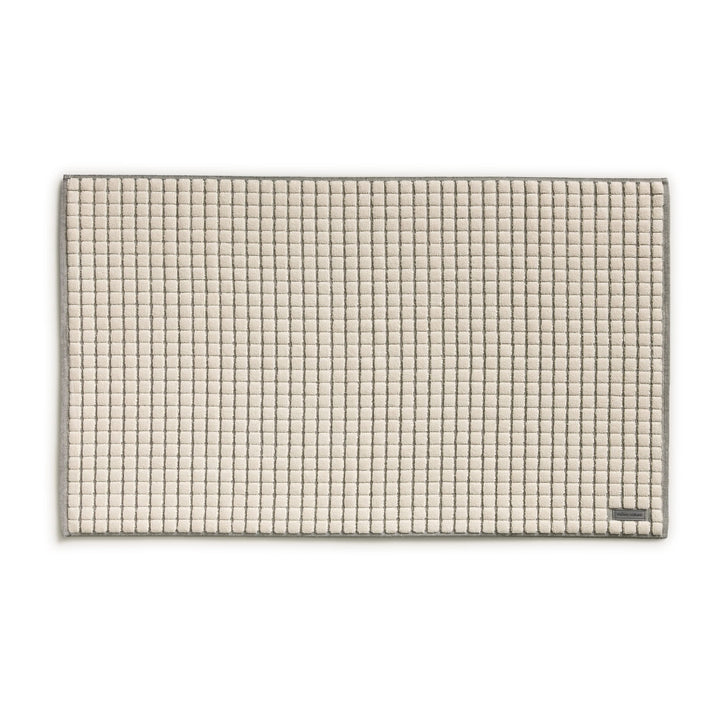 möve Eden Badteppich mit Kästchenstruktur 60 x 100 cm aus 100 % Baumwolle, nature / black Single, Si